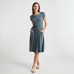 Quince Blue Jersey Dress M Blue